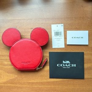 Disney X Coach Mickey Mouse Coin Case, red